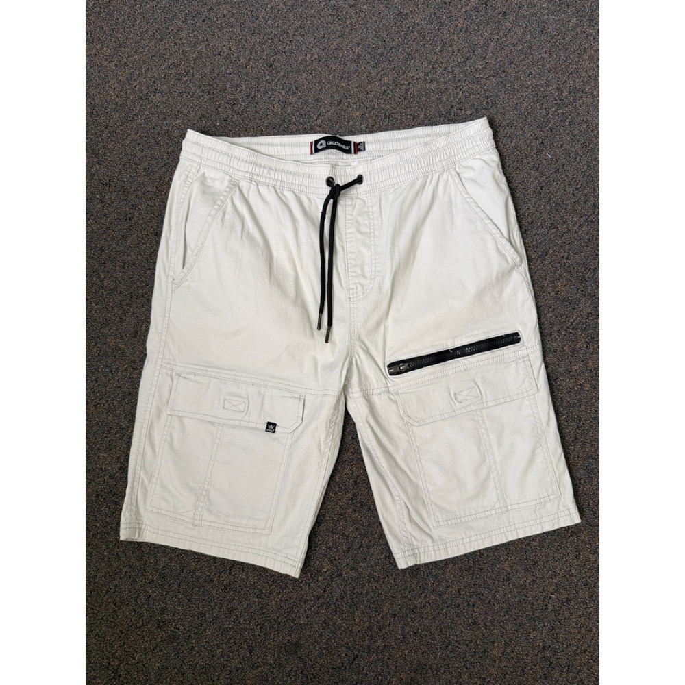 Akademiks Y2K Cargo Shorts Elastic Waist Drawstring Pockets Skater Casual XL